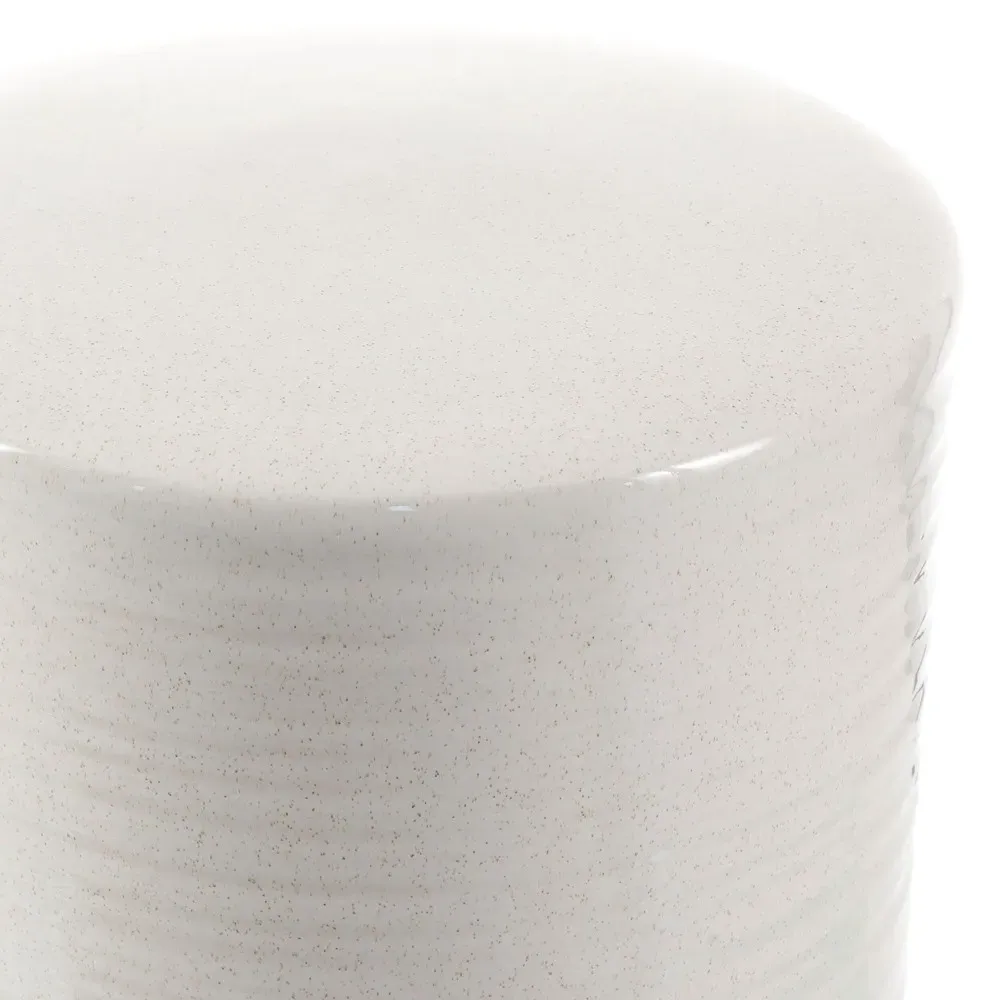 Vincent Garden Stool - Cream, Glazed Ceramic