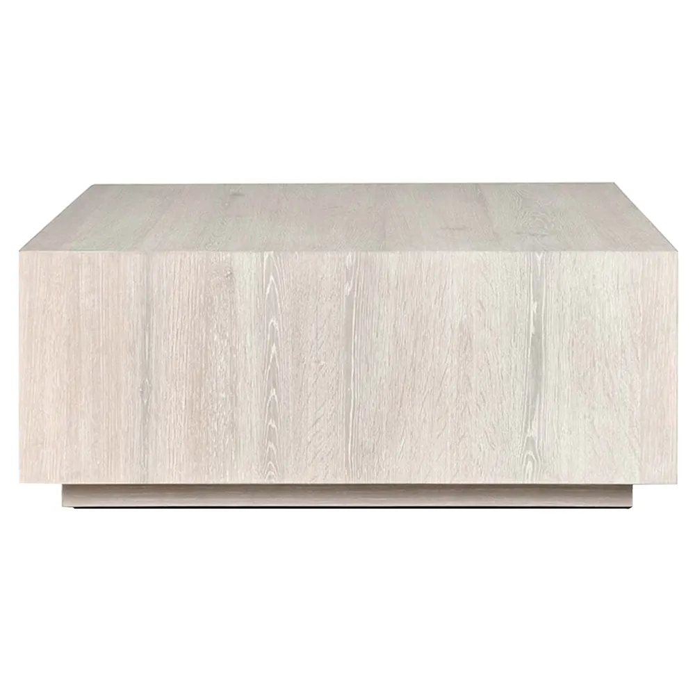 Vincent Square Block Coffee Table - Milk White, Oak