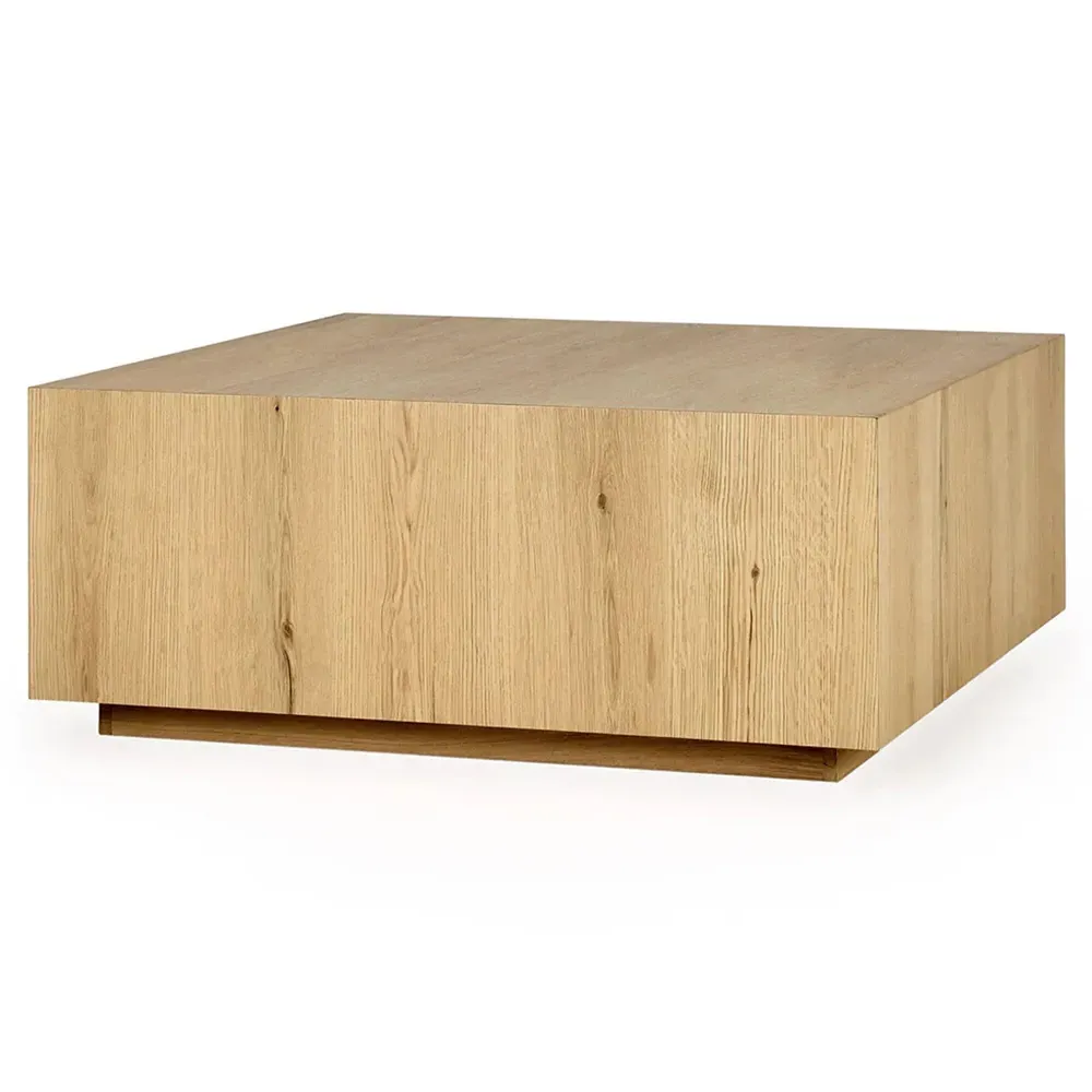 Vincent Square Block Coffee Table - Natural Brown, Oak