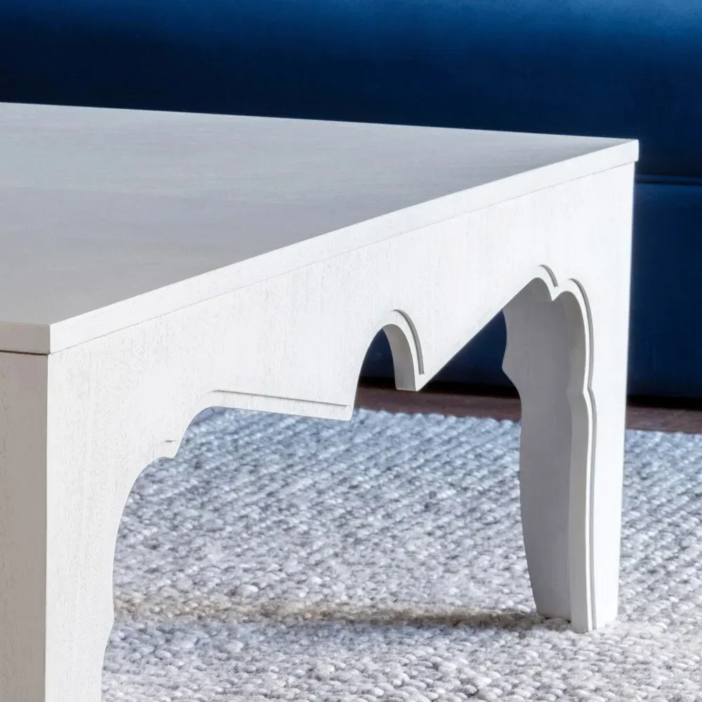 Vincent Square Coffee Table - Whitewash, Acacia Wood