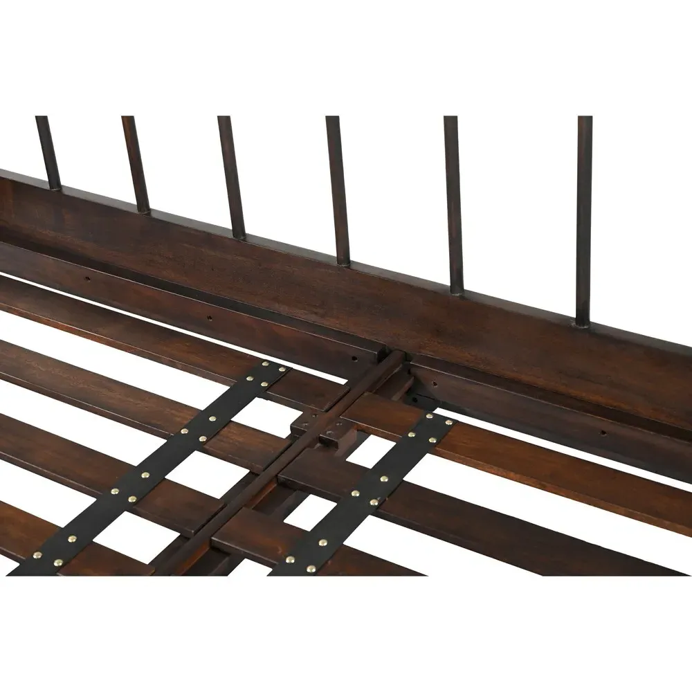 Vindra King Size Bed Frame - Dark Brown, Acacia Wood