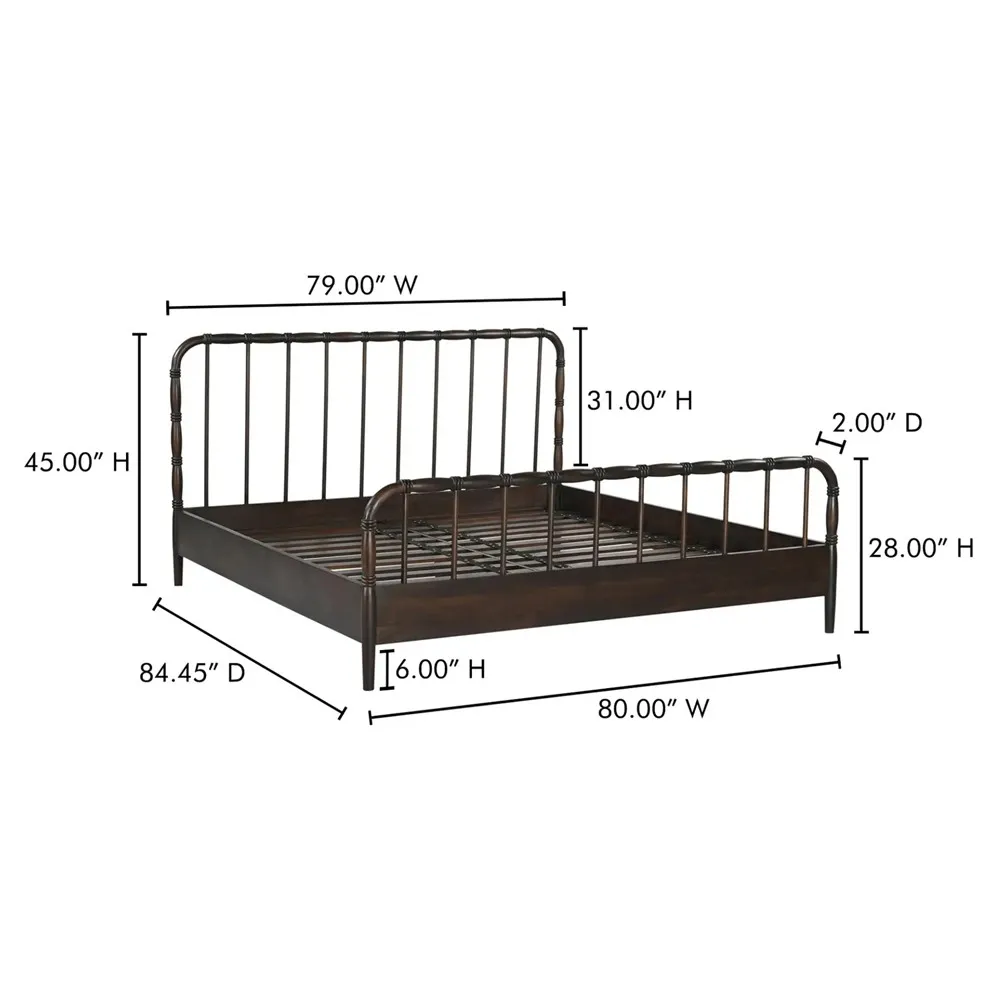 Vindra King Size Bed Frame - Dark Brown, Acacia Wood