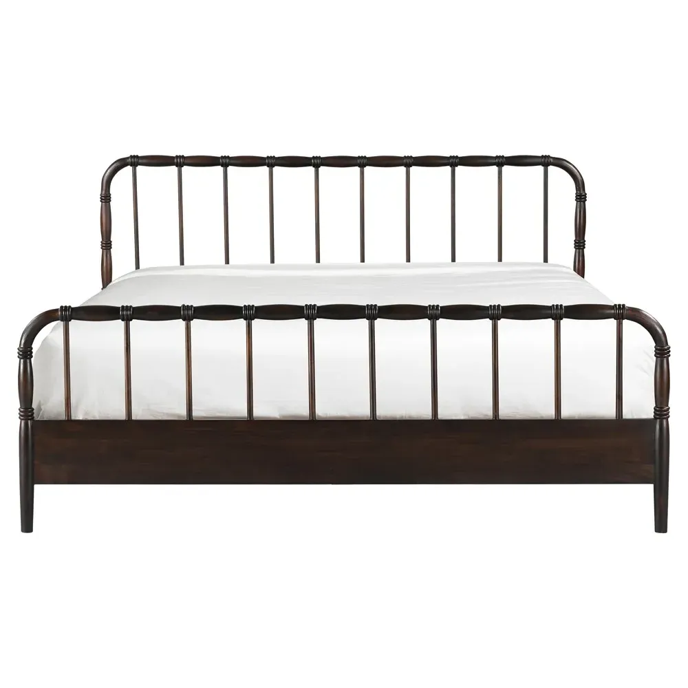 Vindra Queen Size Bed Frame - Dark Brown, Acacia Wood image