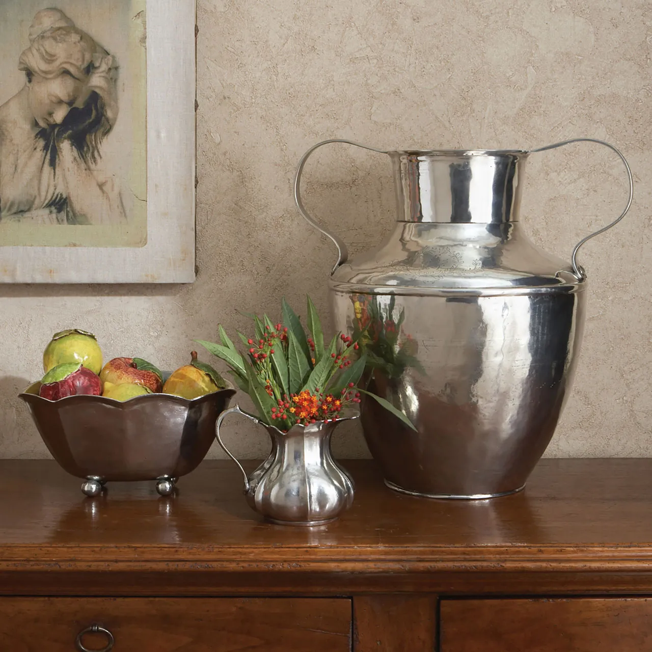 Vintage French Scalloped Serving Bowl - Silver, Pewter