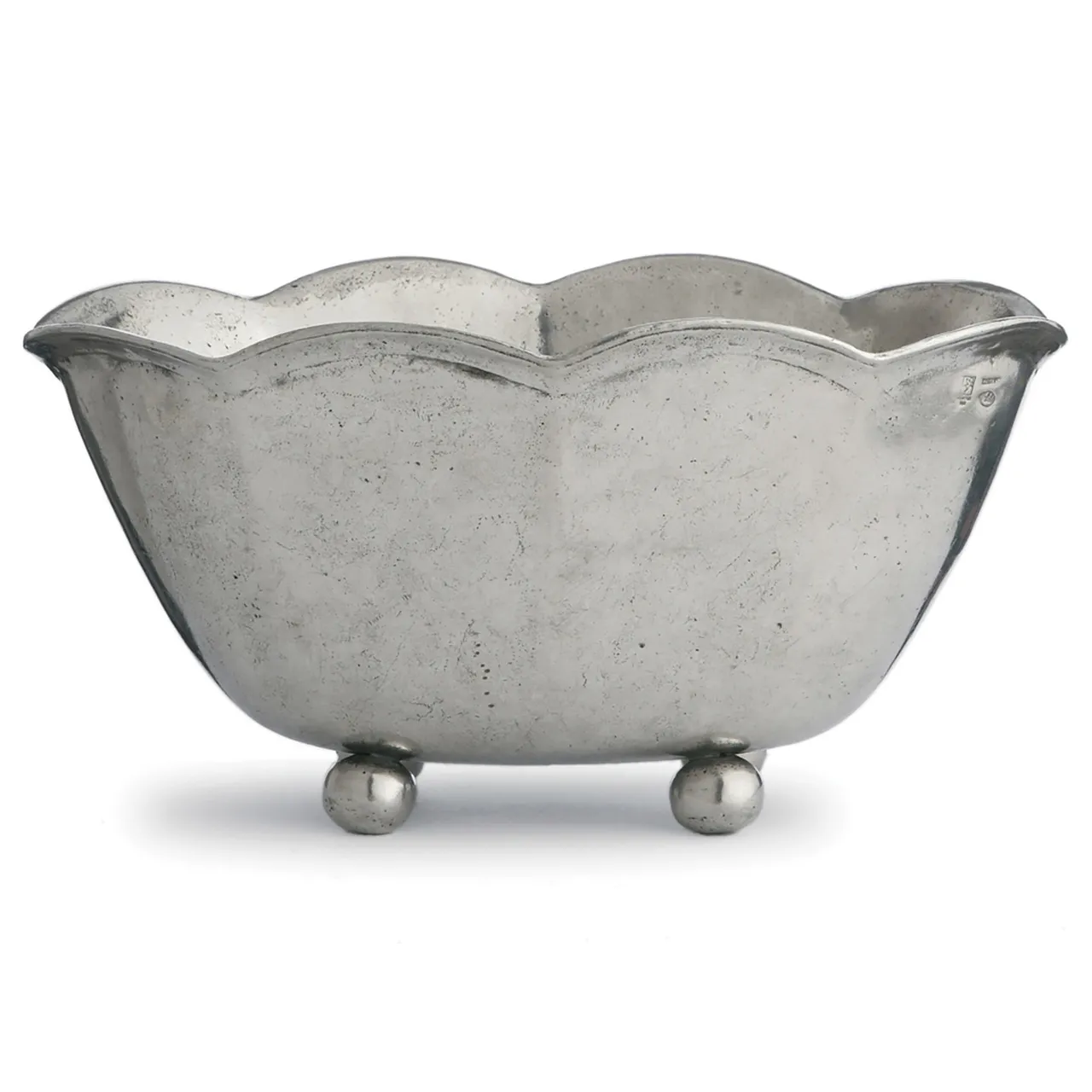 Vintage French Scalloped Serving Bowl - Silver, Pewter image