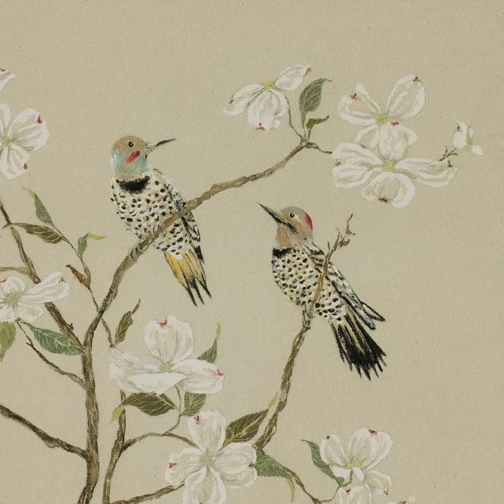 Vionna Floral Chinoiserie Wall Art - Cream, Walnut