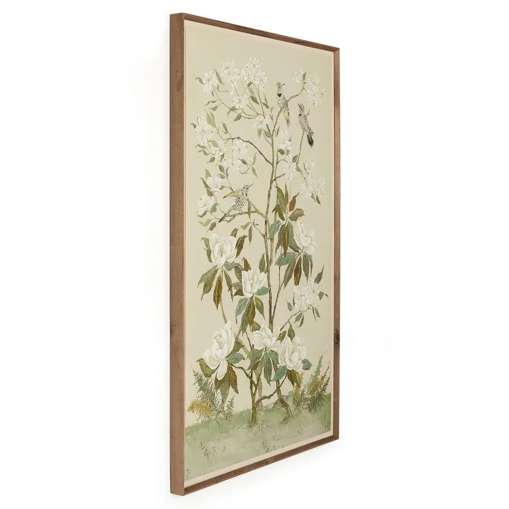 Vionna Floral Chinoiserie Wall Art - Cream, Walnut