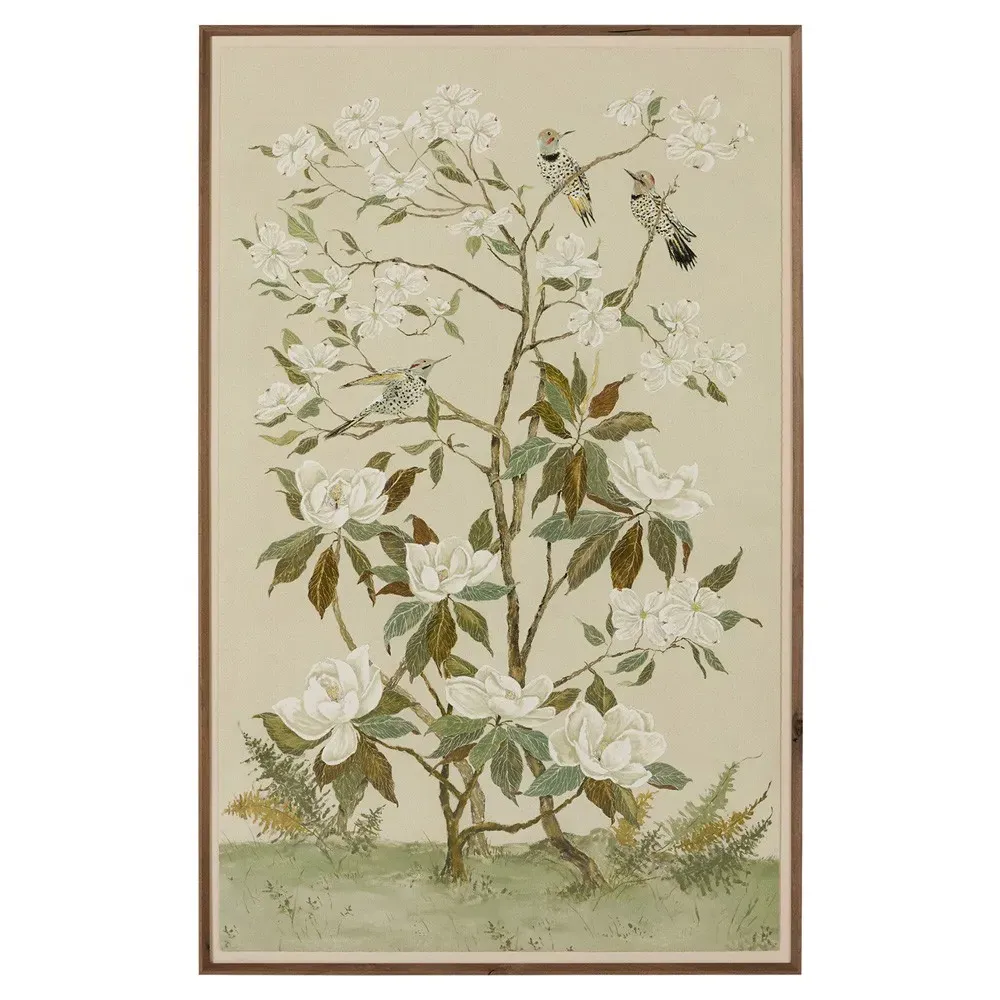 Vionna Floral Chinoiserie Wall Art - Cream, Walnut image