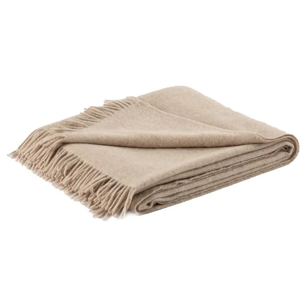 Virdis Throw Blanket - Light Brown, Wool