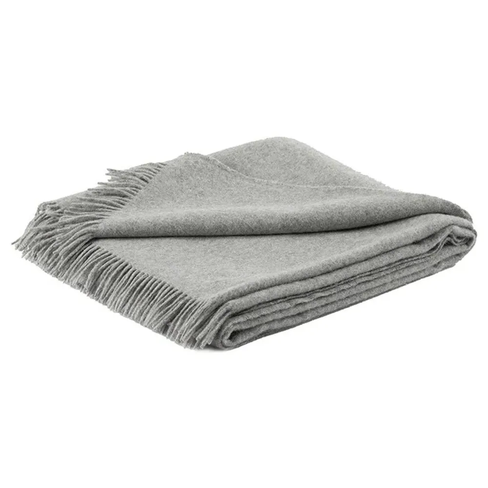 Virdis Throw Blanket - Light Grey, Wool