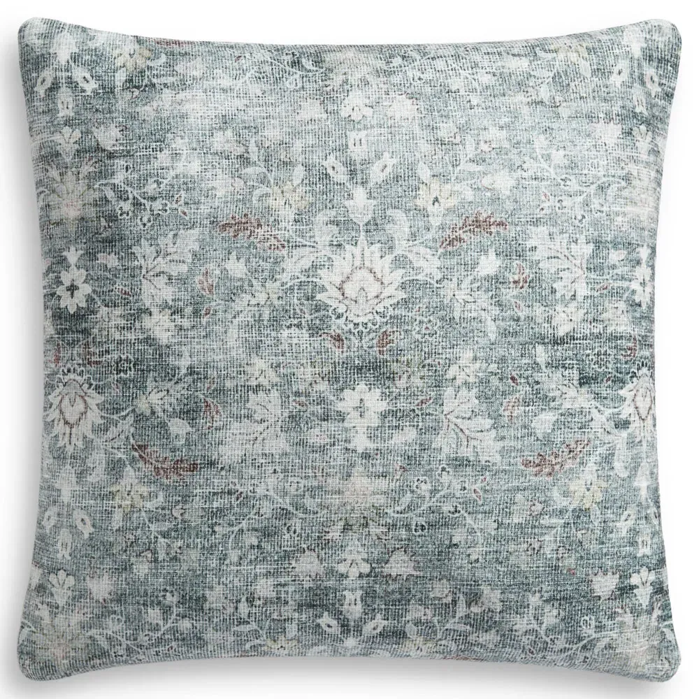 Virginia 18x18 Floral Throw Pillow - Grey, Polyester image