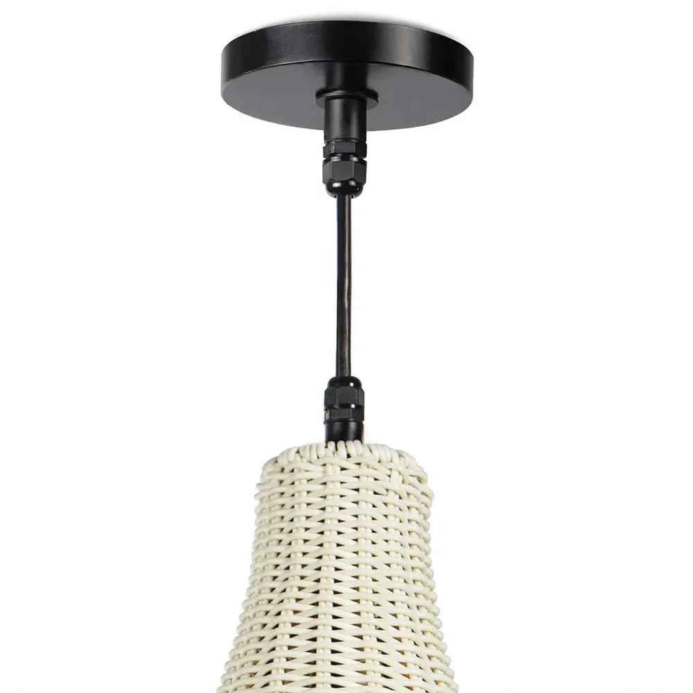 Vista Pear-Shaped Outdoor Chandelier - White, Woven Plastic