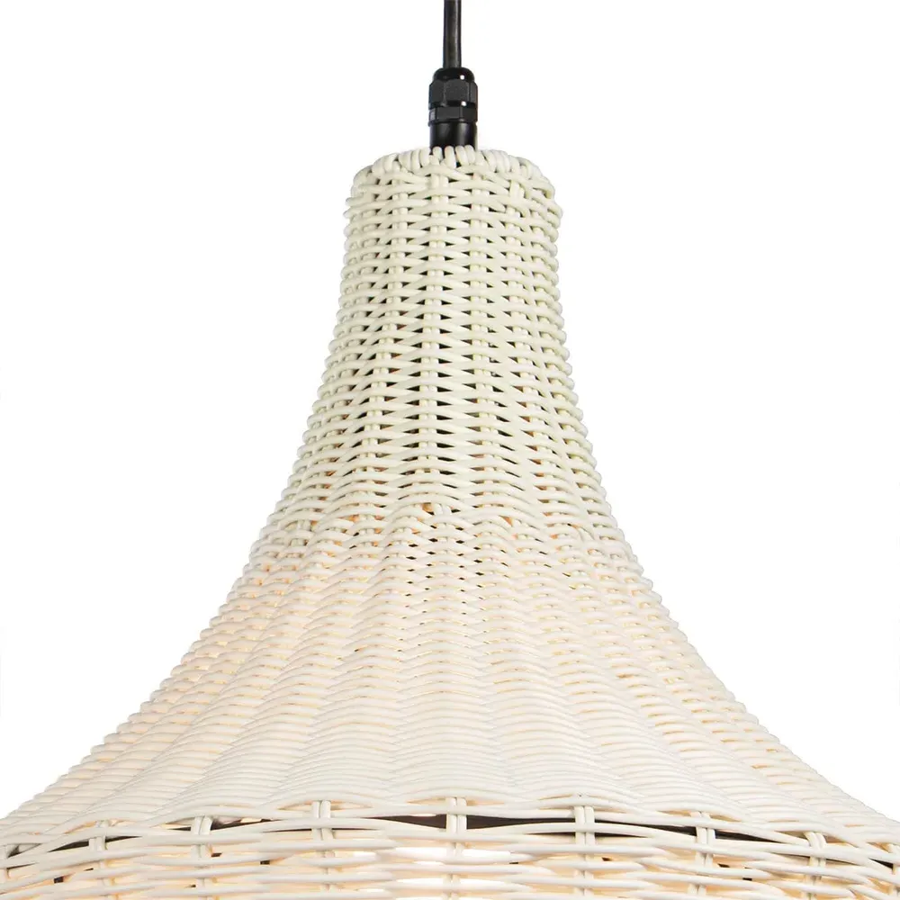 Vista Pear-Shaped Outdoor Chandelier - White, Woven Plastic