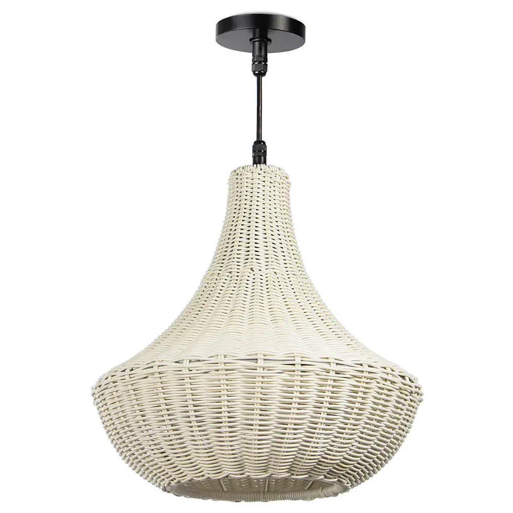 Vista Pear-Shaped Outdoor Chandelier - White, Woven Plastic image