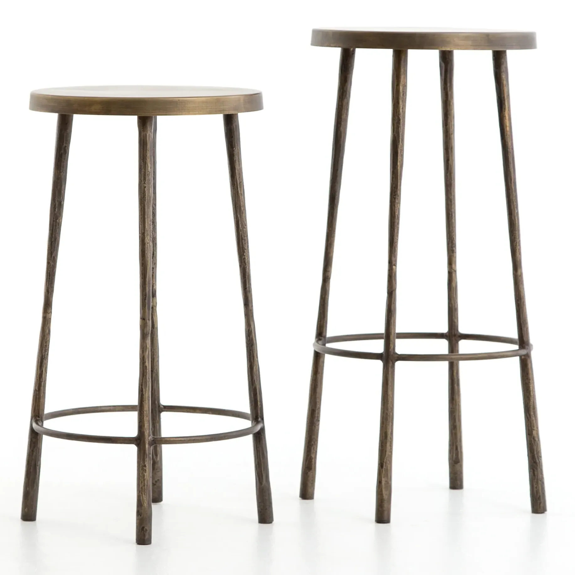Vito Round Bar Stool - Brass, Iron