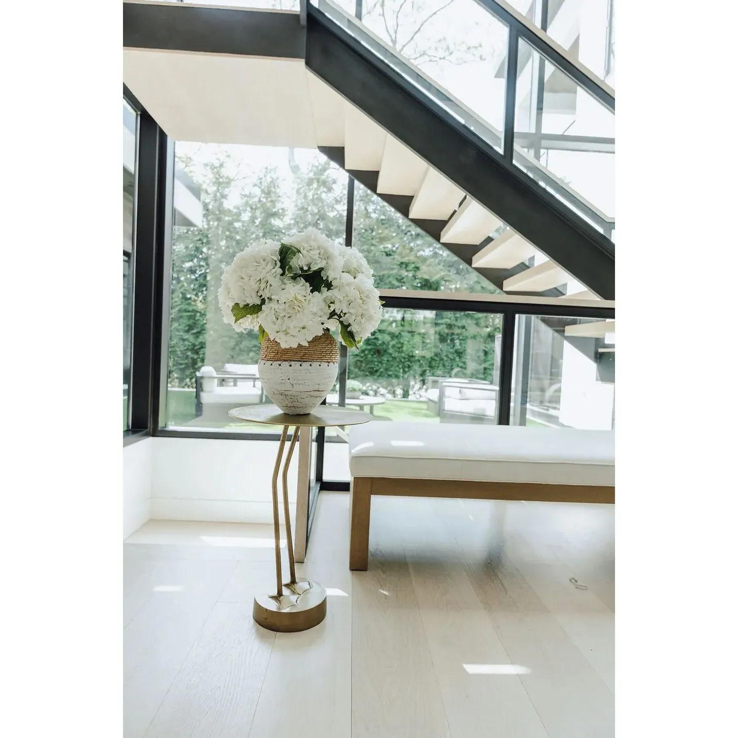 Vivara Woven Vase Faux Floral Arrangement - White