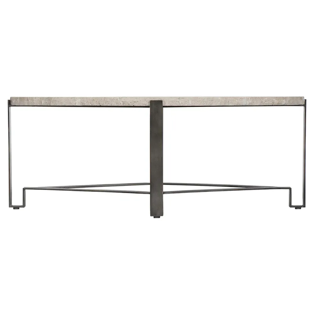 Vivian Oval Coffee Table - Beige, Travertine Stone