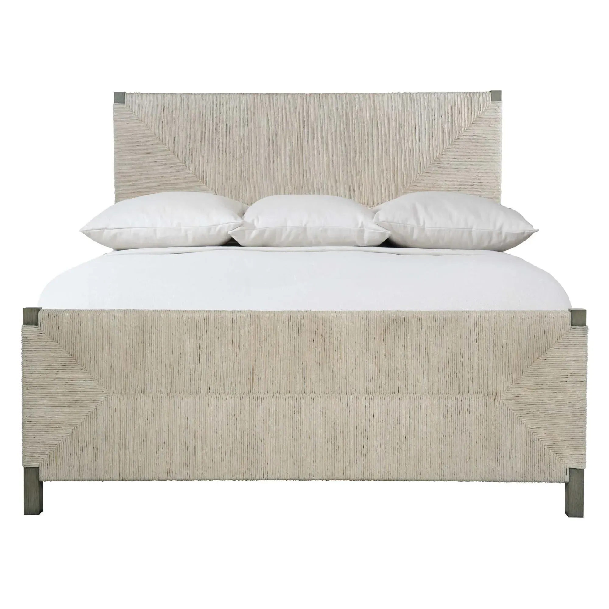 Vivian Queen Size Bed Frame - Grey, Woven Abaca