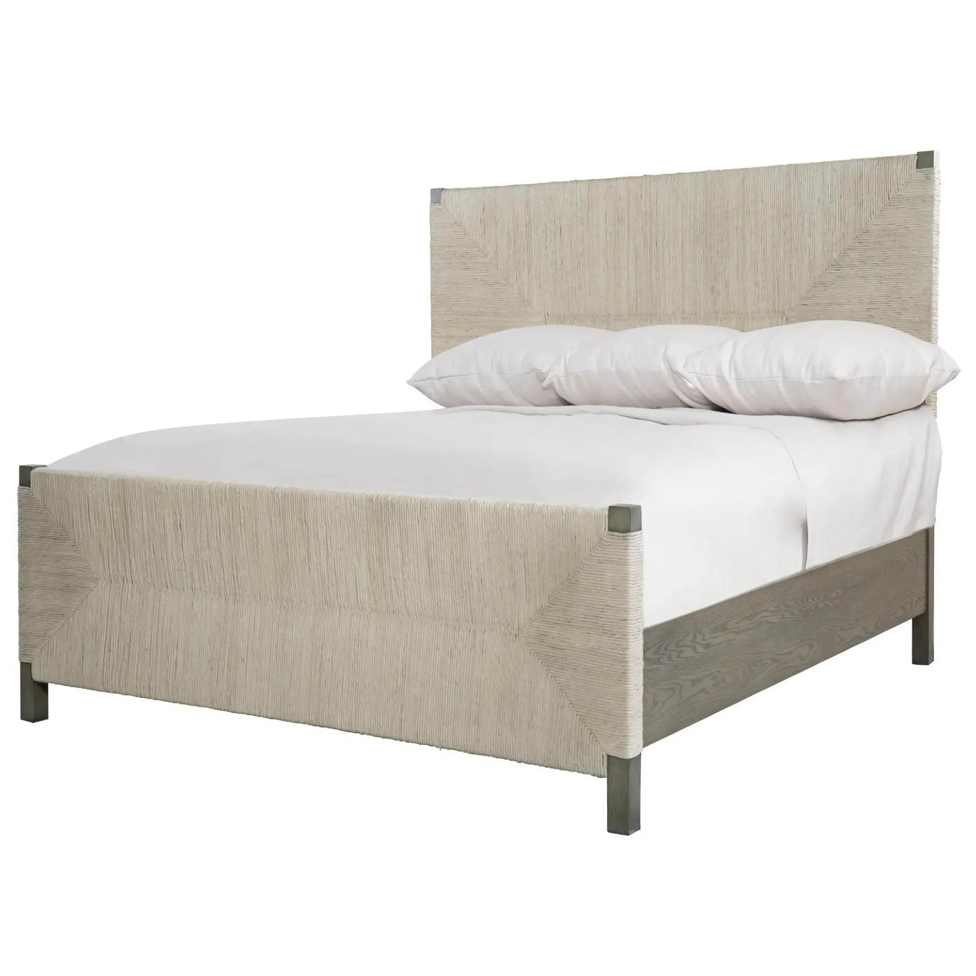 Vivian Queen Size Bed Frame - Grey, Woven Abaca image