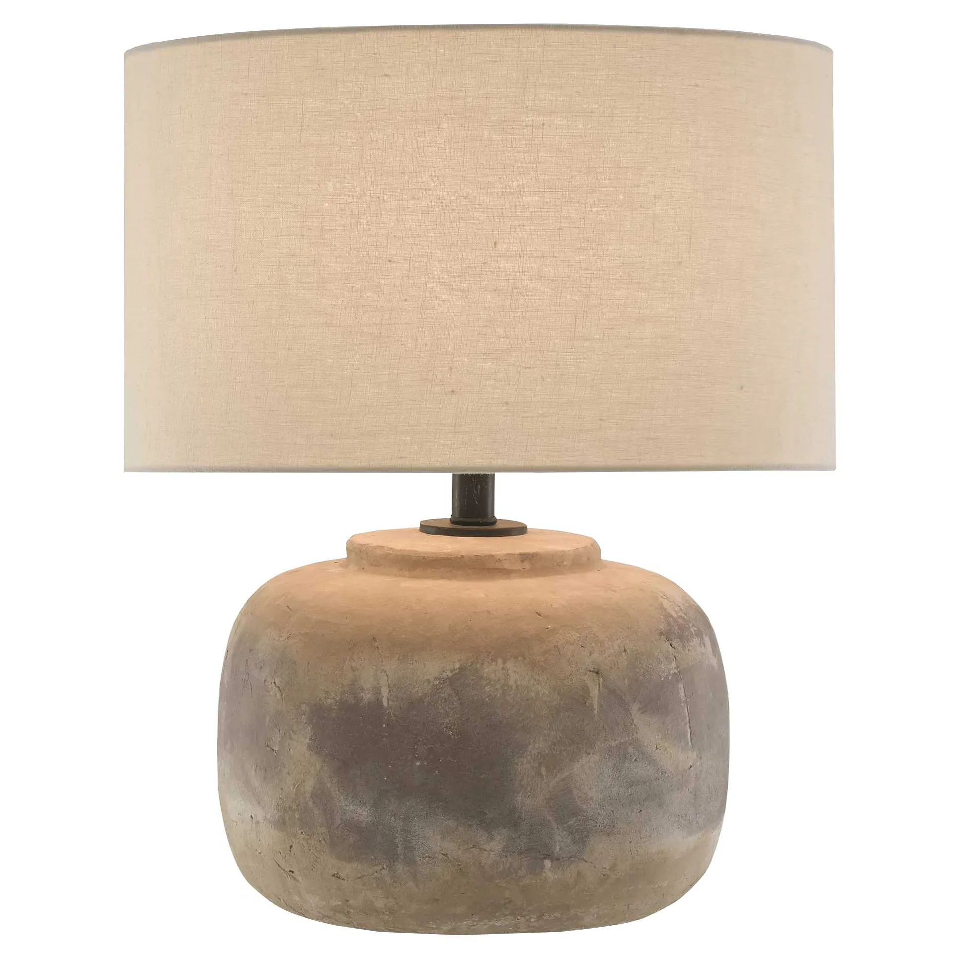 Vivian Round Table Lamp - Beige, Concrete