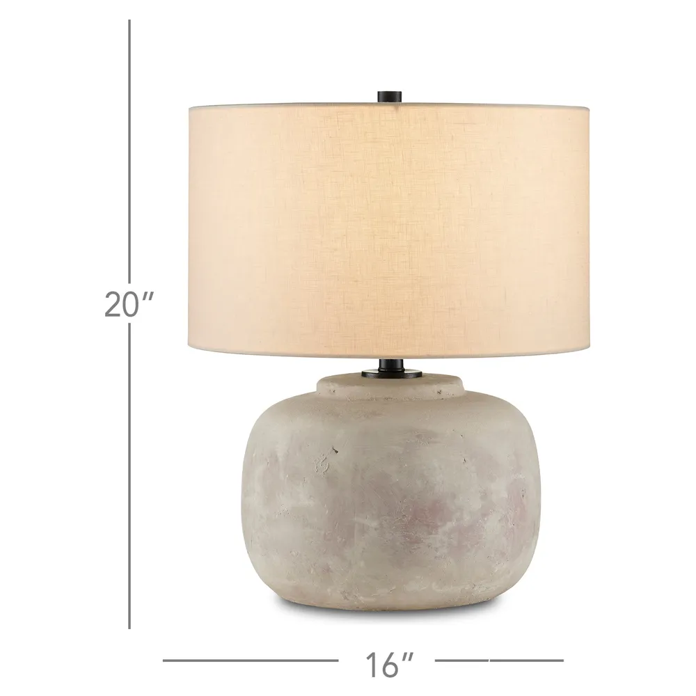 Vivian Round Table Lamp - Beige, Concrete