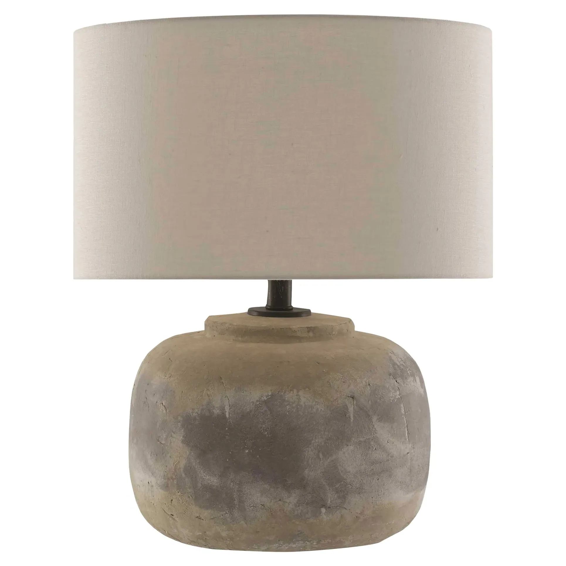 Vivian Round Table Lamp - Beige, Concrete