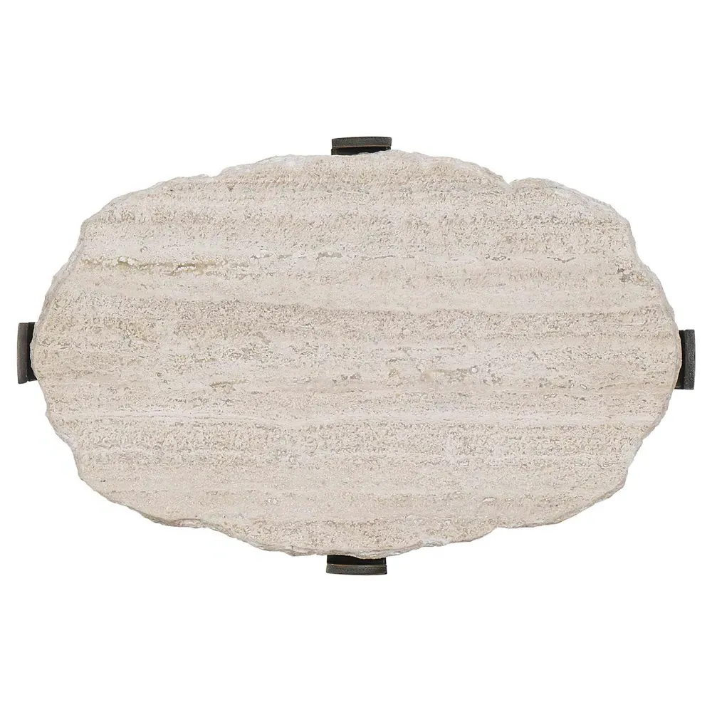 Vivian Side Table - Beige, Travertine Stone