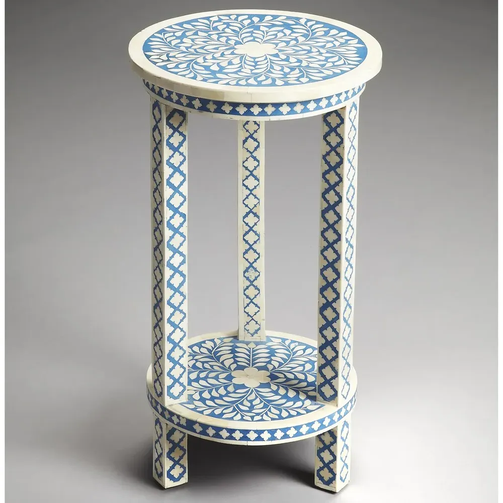 Vivianna Bone Inlay Drink Table - Blue