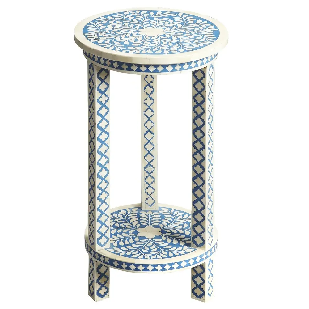 Vivianna Bone Inlay Drink Table - Blue image
