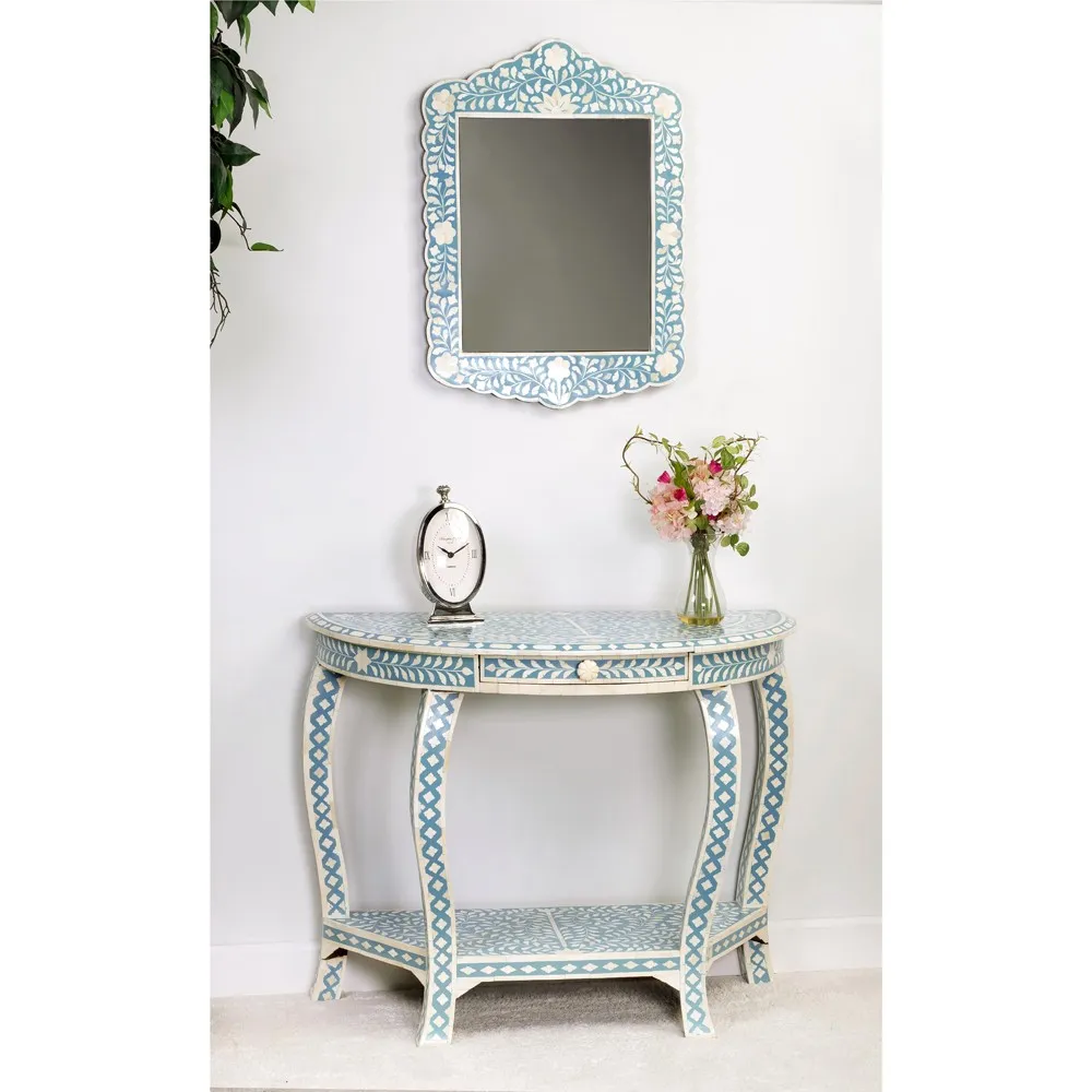 Vivianna Demilune Console Table - Blue