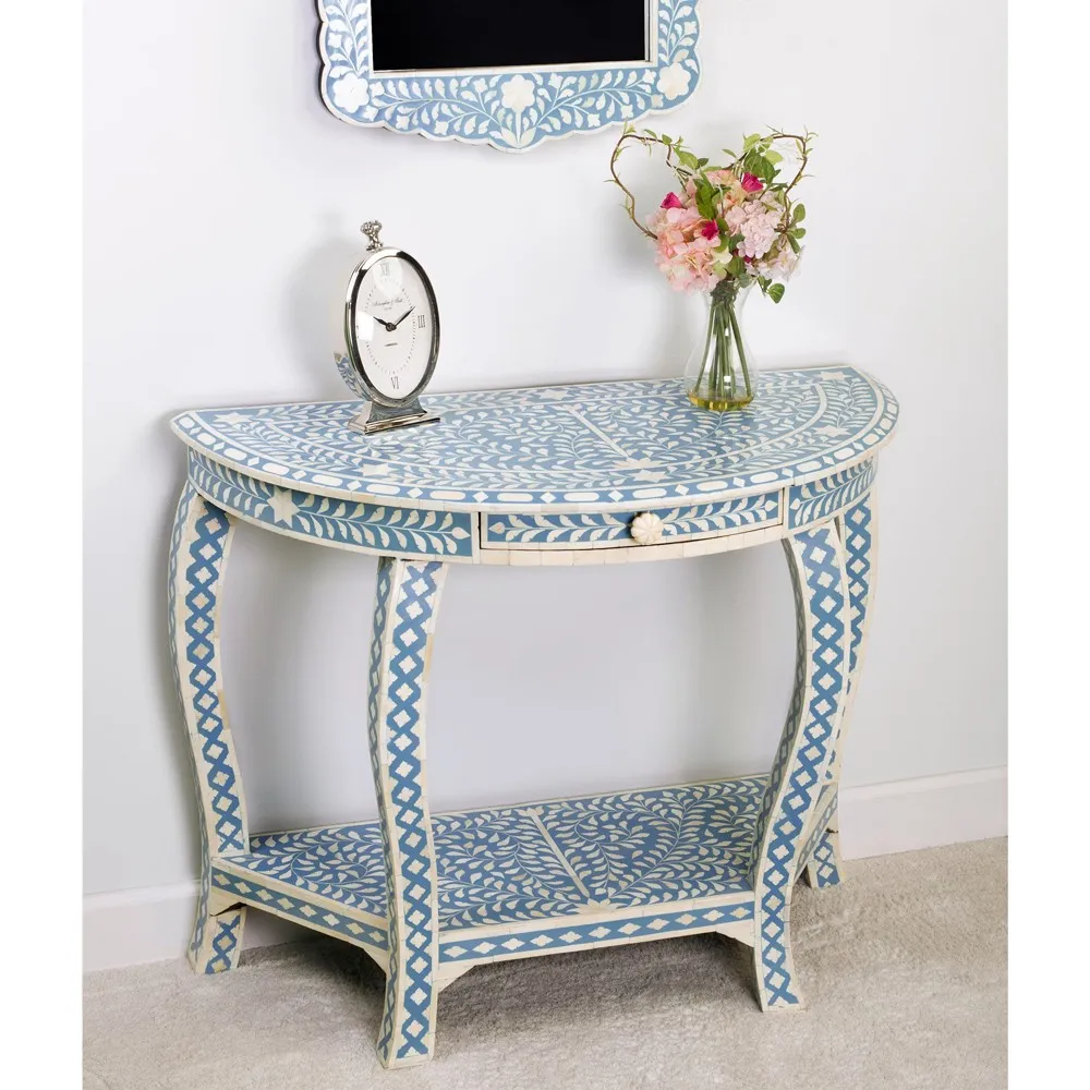 Vivianna Demilune Console Table - Blue