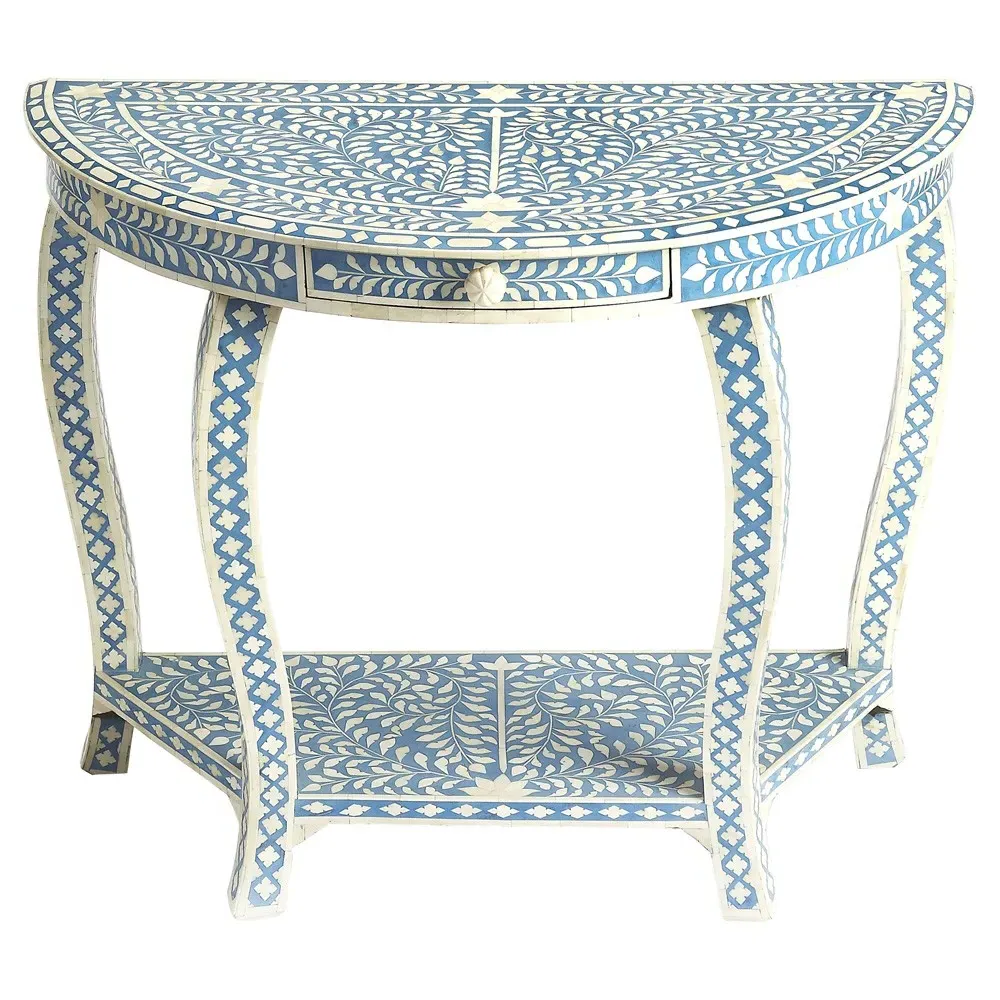 Vivianna Demilune Console Table - Blue
