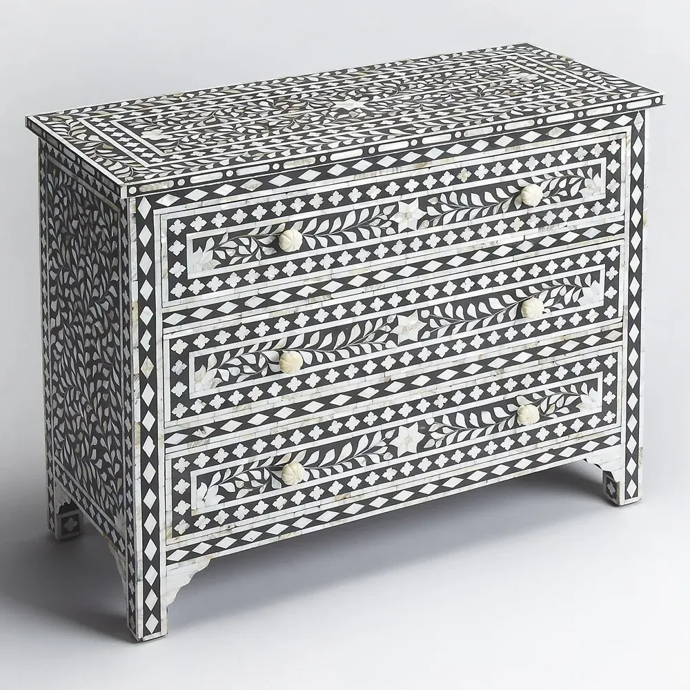 Vivianna Dresser with Mother of Pearl - Black, Mango Wood