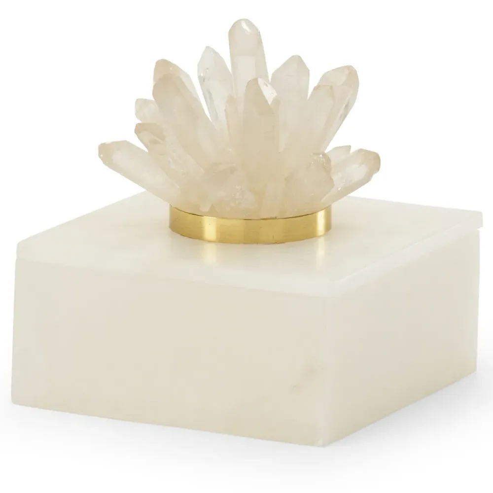 Vivienne Decorative Box - White, Crystal Alabaster image