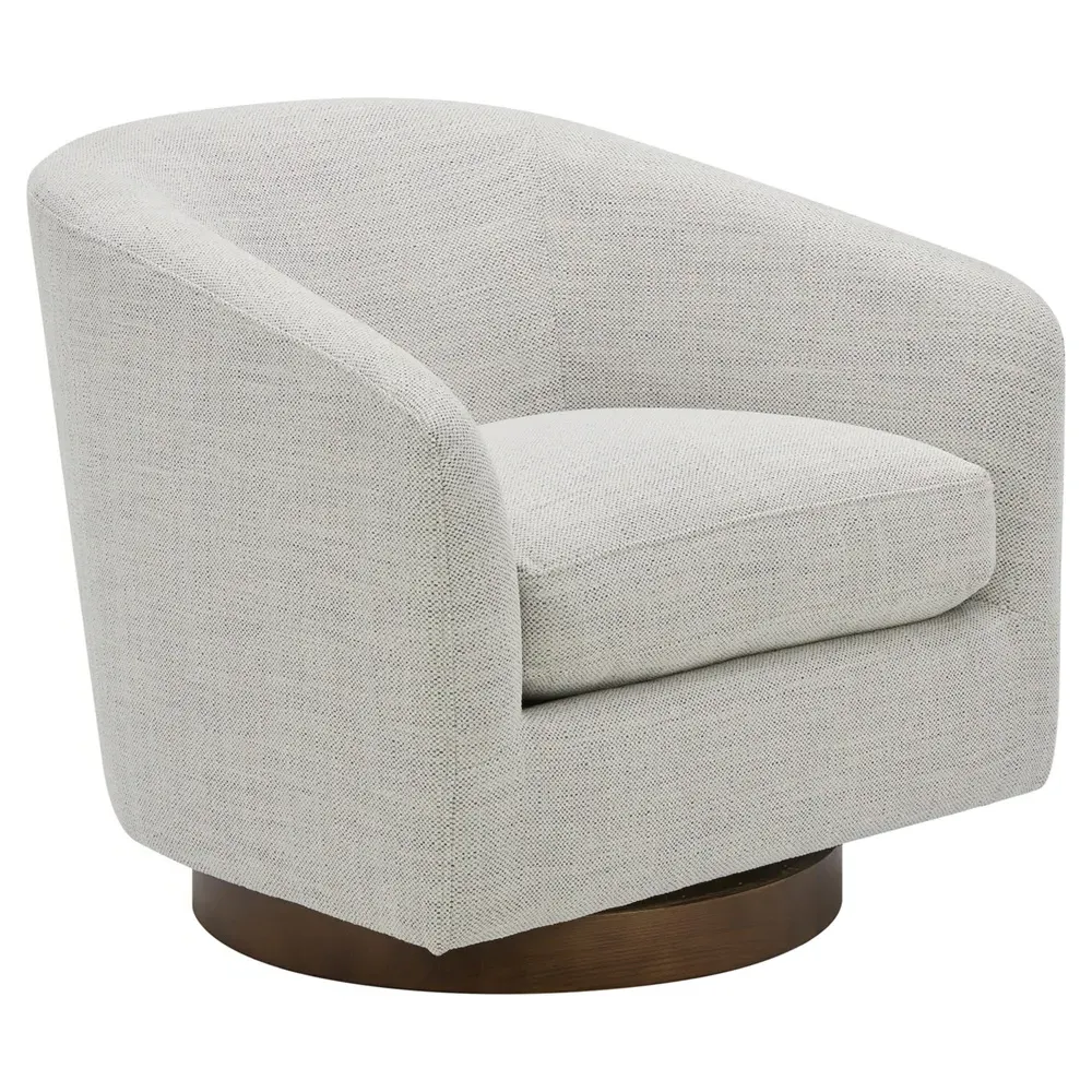 Vlatka Swivel Arm Chair - Off White, Wood