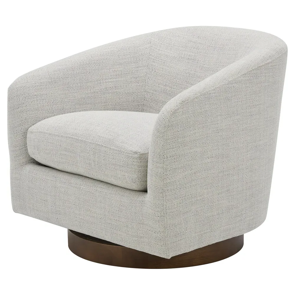 Vlatka Swivel Arm Chair - Off White, Wood