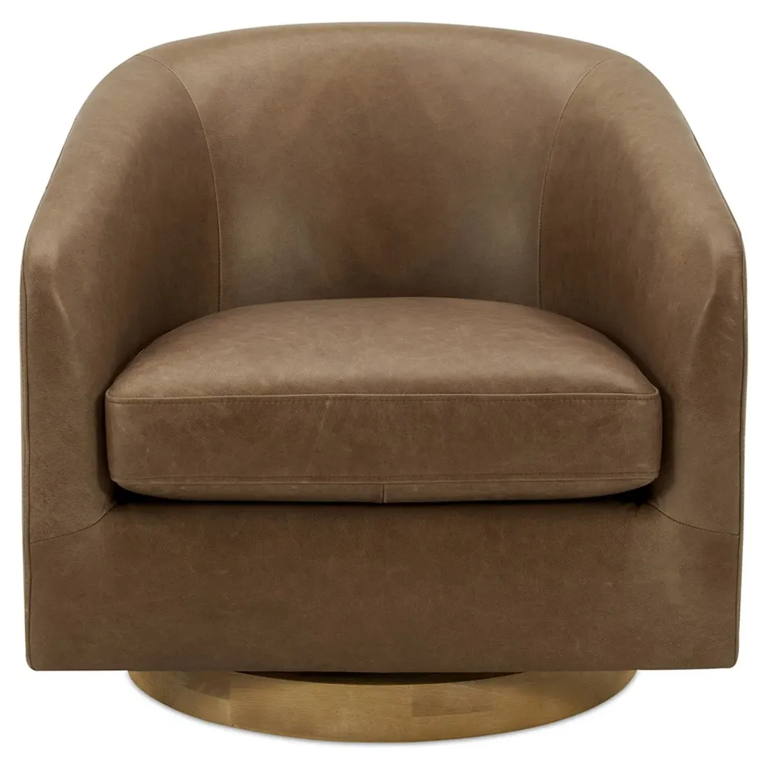 Vlatka Swivel Arm Chair - Tan, Leather