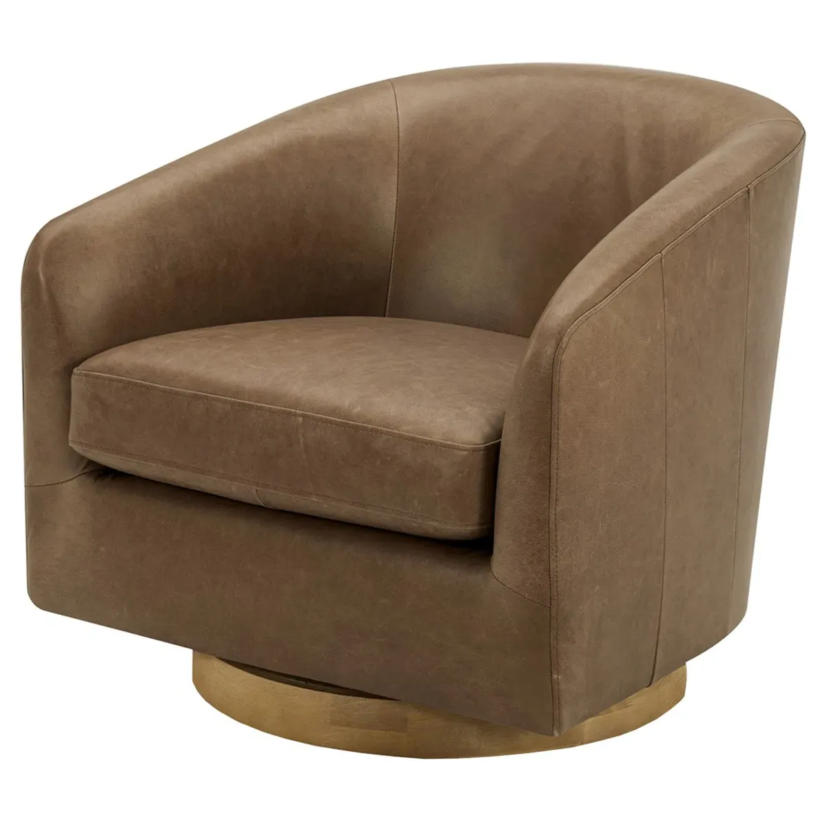 Vlatka Swivel Arm Chair - Tan, Leather image