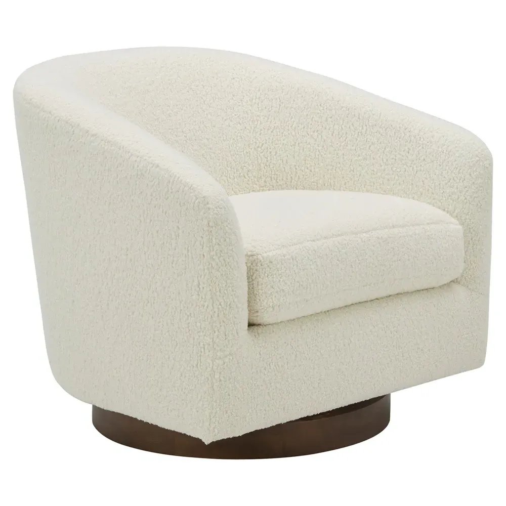 Vlatka Swivel Arm Chair - White, Wood