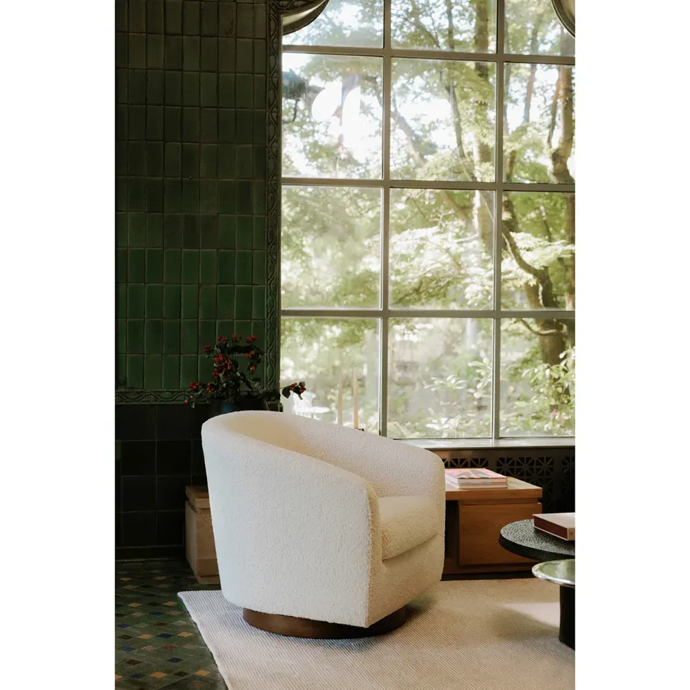 Vlatka Swivel Arm Chair - White, Wood