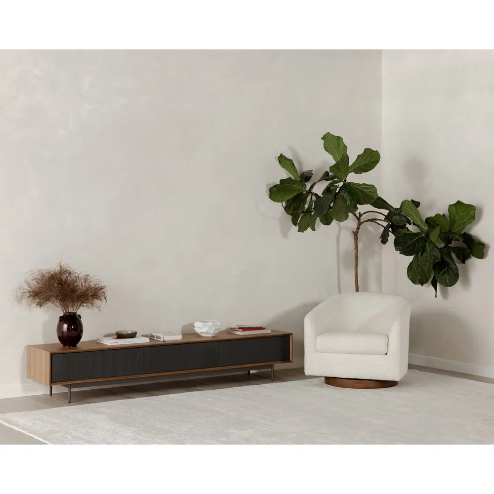 Vlatka Swivel Arm Chair - White, Wood