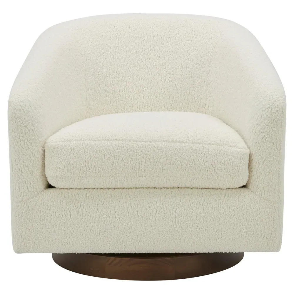 Vlatka Swivel Arm Chair - White, Wood
