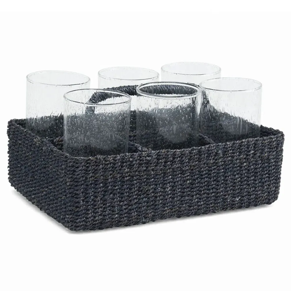 Voru Glassware Storage - Navy, Abaca
