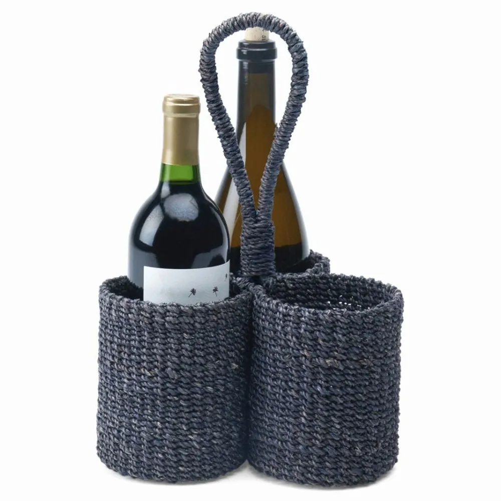 Voru Wine Bottle Holder - Navy, Abaca