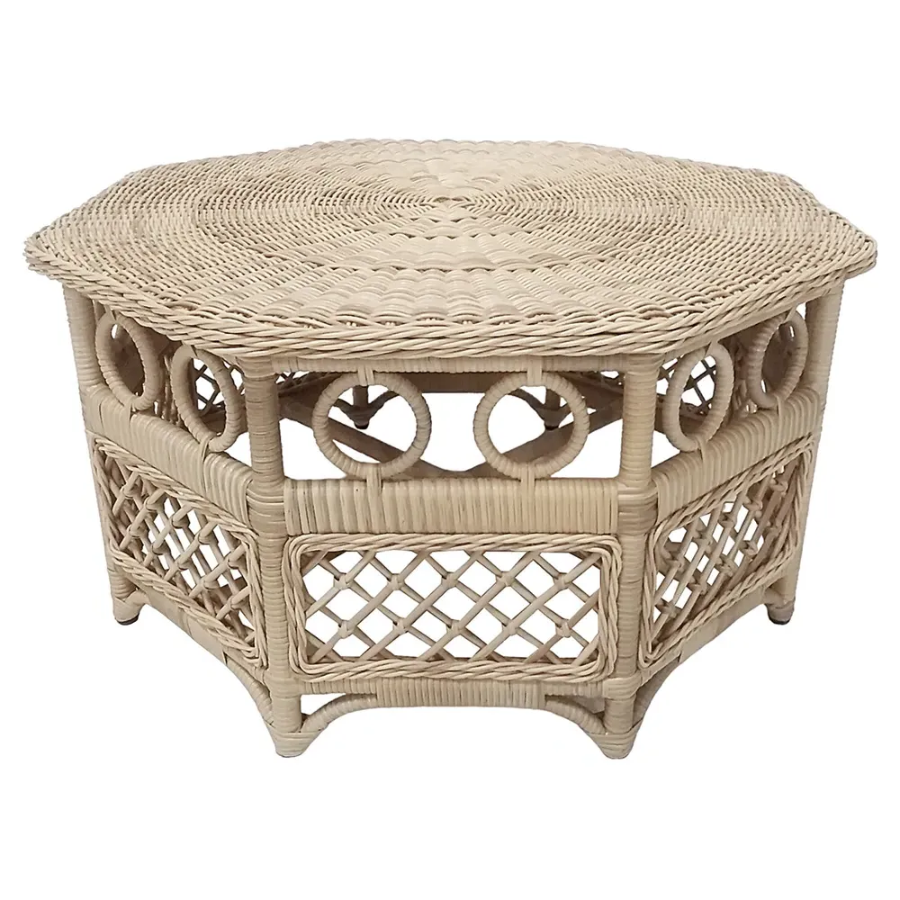 Wade Round Outdoor Cocktail Table - Brown, Wicker