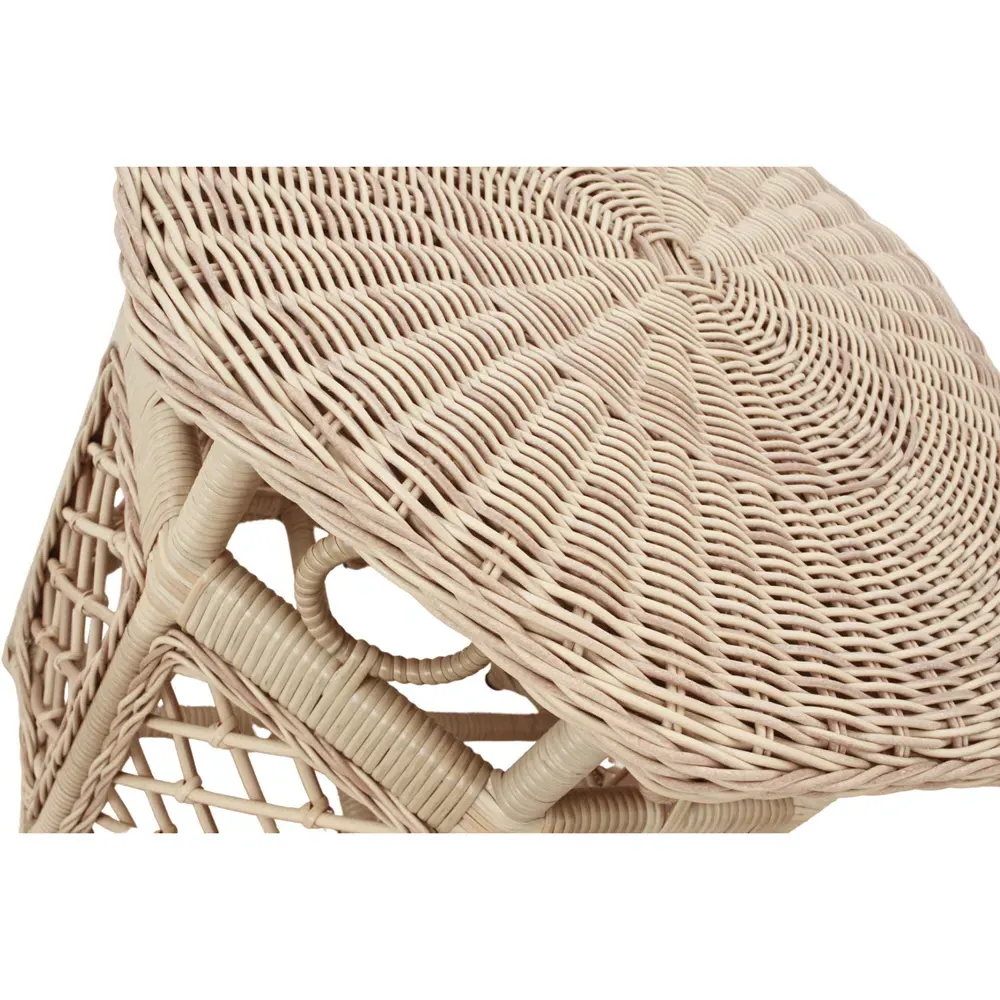 Wade Round Outdoor Side Table - Brown, Wicker