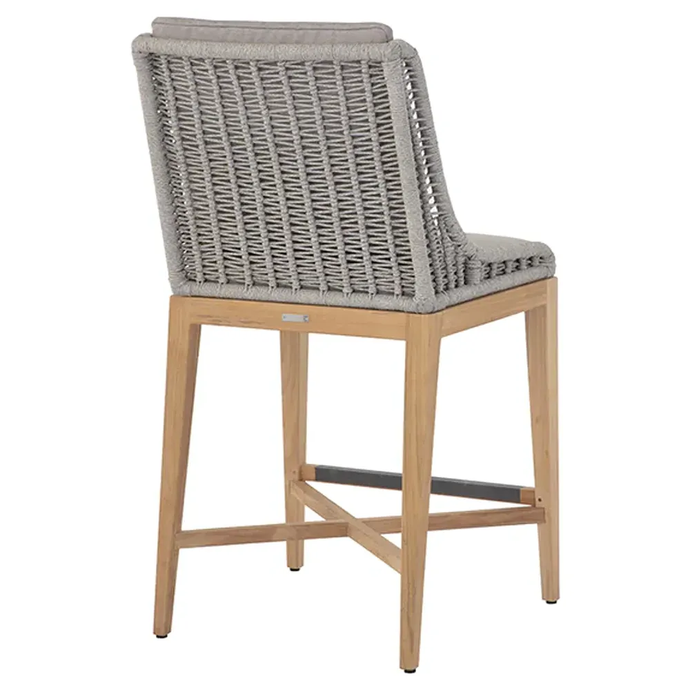 Wagner Woven Outdoor Counter Stool - Taupe, Teak