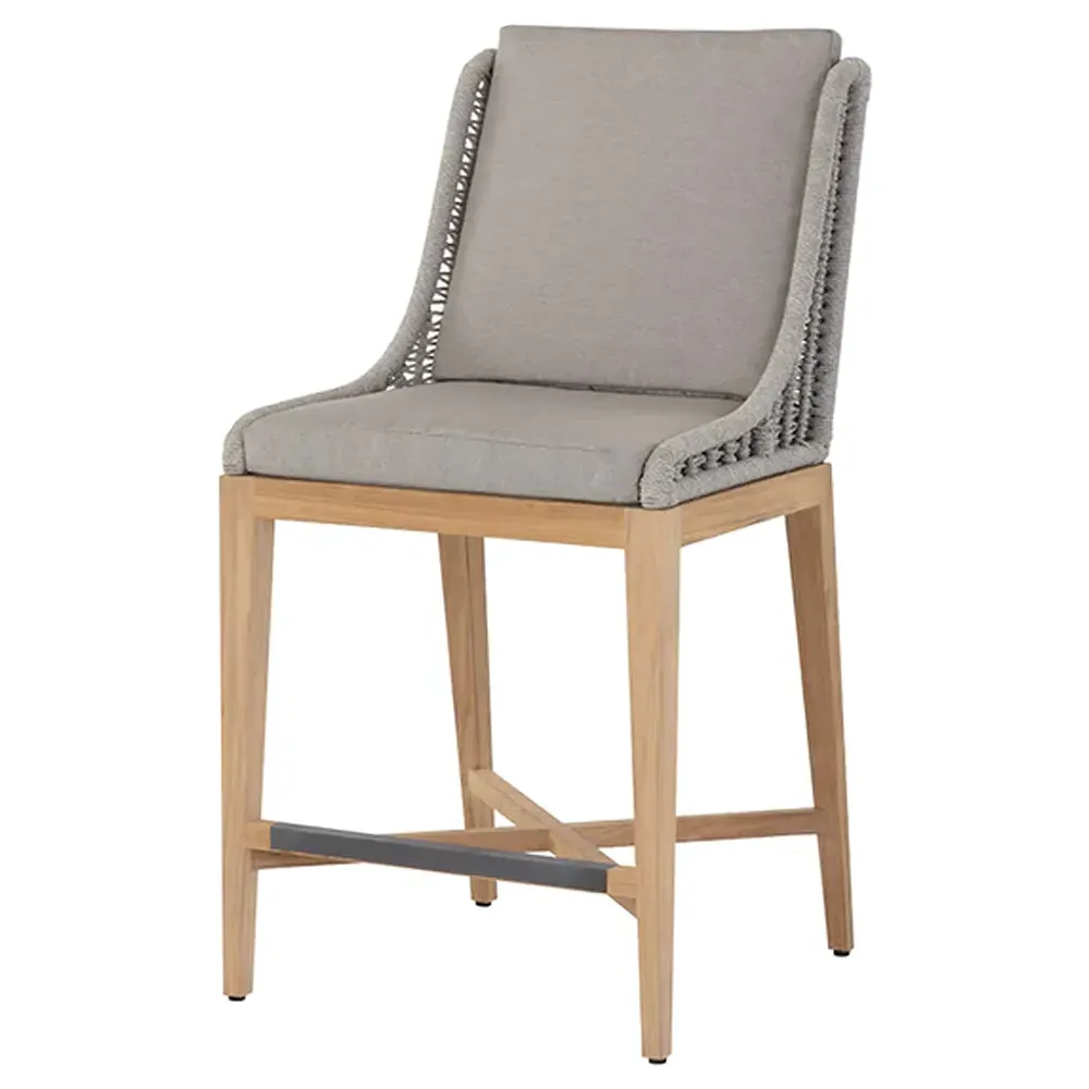 Wagner Woven Outdoor Counter Stool - Taupe, Teak