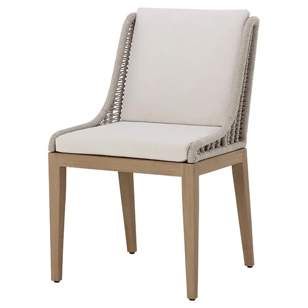 Wagner Woven Outdoor Dining Chair - Cream, Teak