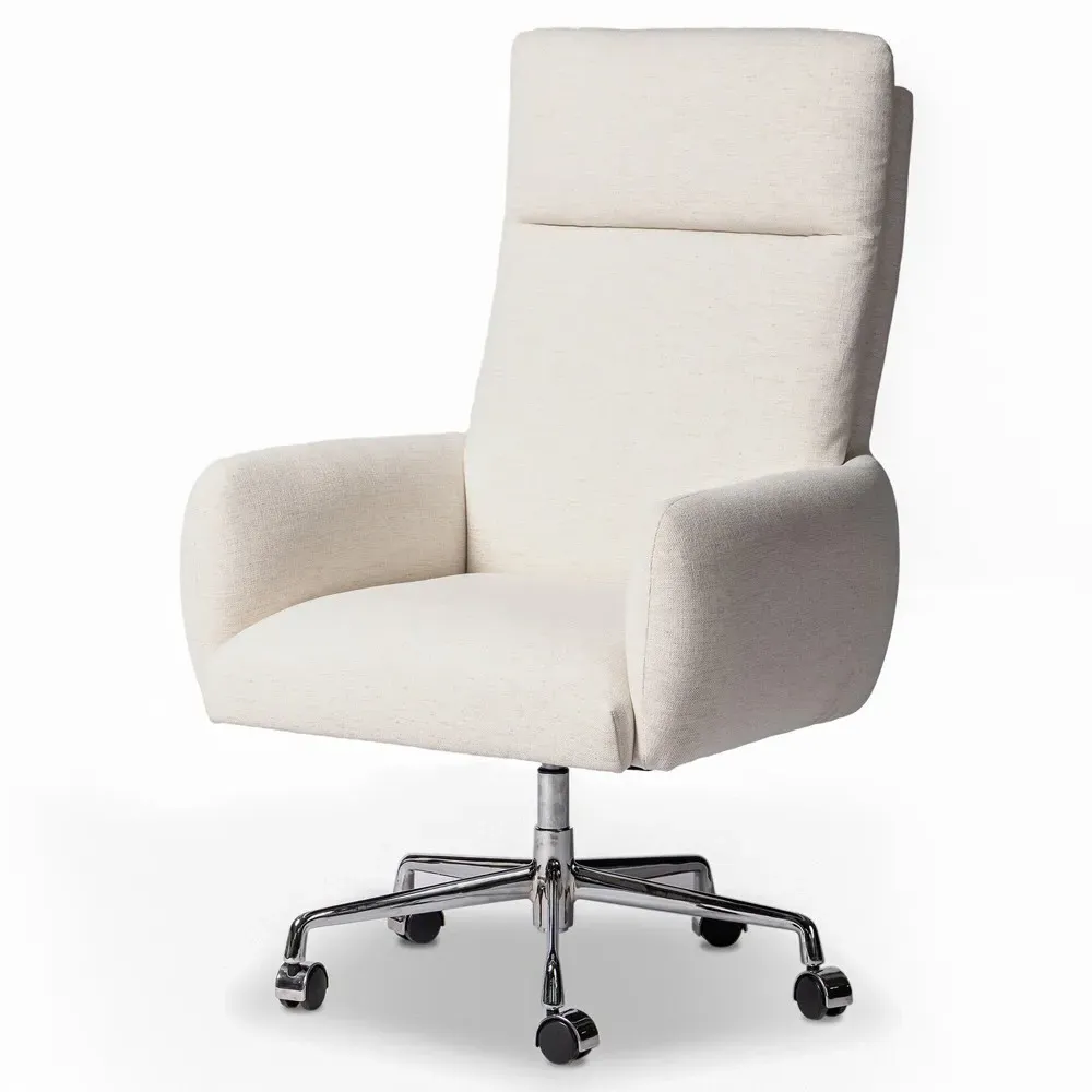 Wallie Swivel Office Chair - Snow, Stainless Steel